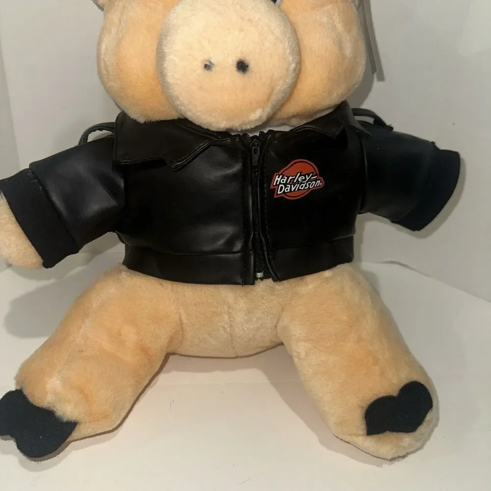 VTG 1993 Harley Davidson Hog Biker Plush Pig With Leather Jacket- NEW WITH TAGS